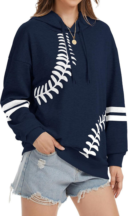 TSMNZMU Womens Baseball Hoodie Softball Sweatshirts Drawstring Long Sleeve Hoodies Oversized Pullover Shirts with Pockets