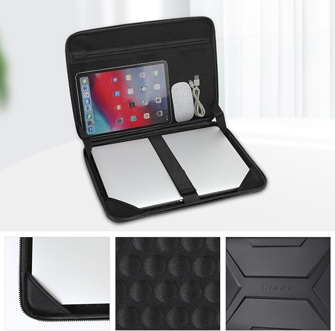 MOSISO 15-16 inch Laptop Hard Case, 15.6 inch Waterproof Shockproof Computer Bag Compatible with MacBook HP Dell,Artistic Geometric EVA Carrying Sleeve Laptop Case Hard Shell with Handle, Black