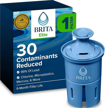 Brita Elite Water Filter Replacement for Pitchers and Dispensers, BPA-Free, Reduces 99% of Lead, Lasts Six Months or 120 Gallons, Includes 1 Pitcher Replacement Filter