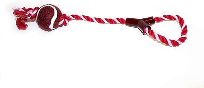 Super Squeaky Tennis Ball On A Rope Dog Toy (Blue)