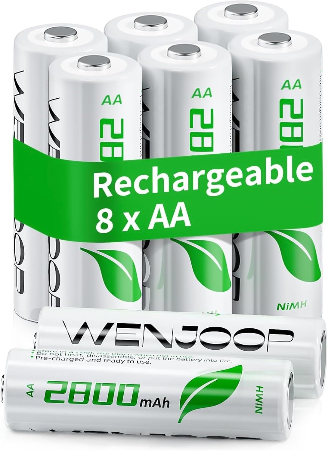 Rechargeable AA Batteries 8Pack, 2800mAh High-Capacity, NiMH, Double A Battery, Long-Lasting, AA Rechargeable Batteries for Household and Office Devices, Pre-Charged - 1.2V Low Self Discharge