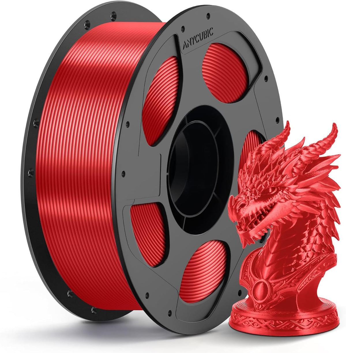 ANYCUBIC Silk Christmas Filament for Christmas Gifts and Decorations, Clog-Free Shiny 3D Printer PLA Filament 1.75mm Dimensional Accuracy +/- 0.02mm, 1KG Reusable Spool (2.2 lbs), Silk Christmas Red