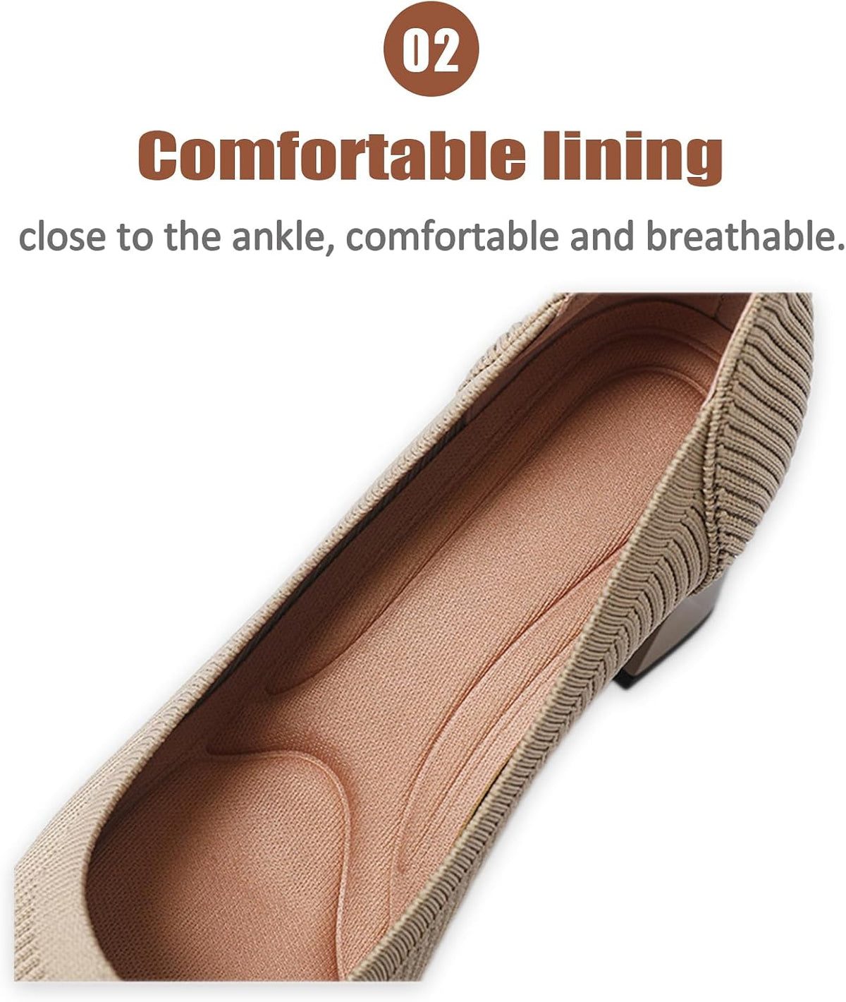 Youngshow Women's Knitted Striped Pointed Toe Chunky Heel Pumps Elegant Slip On Lightweight Breathable Stretchy Knit Comfort Mid Block Heel Dress Work Shoes for Office Casual Walking Dating