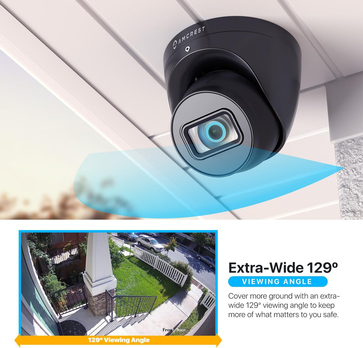 Amcrest Full HD 1080P Bullet Outdoor Security Camera (Quadbrid 4-in1 HD-CVI/TVI/AHD/Analog), 2-Megapixel, 98ft Night Vision, Metal Housing, 3.6mm Lens 90° Viewing Angle, Black (AMC1080BC36-B)