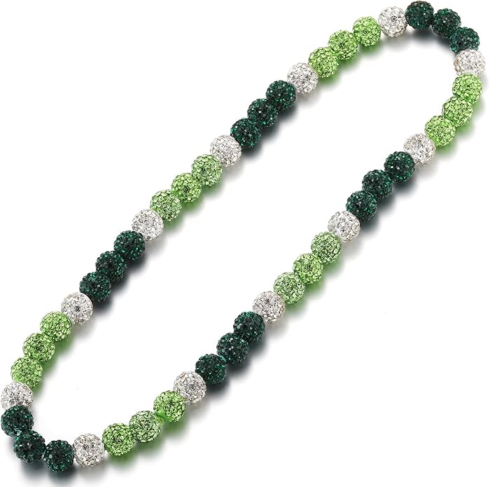 RWQIAN Baseball Beaded Necklace for Men Boys, Bling Drip Chains Inspired Accessory With Diamond Rhinestone Discoball, Jewelry Making Gift for Baseball Team Athletes