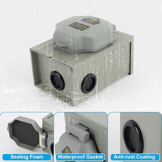 50 Amp Generator Inlet Box for Nema Ss2-50p Pre-Drilling, Outdoor Waterproof 50amp Power Inlet Box with Cover and Ground Wire, 125250V, 12500W
