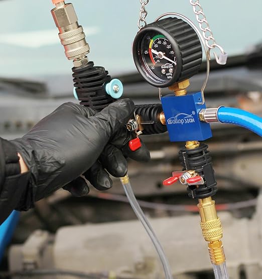 Radiator Pressure Tester Kit Coolant Pressure Tester Set with 31 PCS Universal Adapters Automotive Vacuum Type Coolant Refill for Vehicle