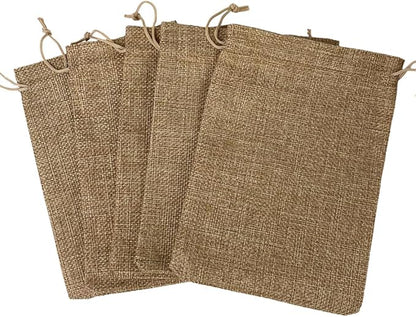 Yisowank 15PCS Burlap Drawstring Gift Bags,5x7 inch Pouch Bags Small Party Favor Gift Bags for Wedding Christmas Birthday Bridal Shower Anniversary Thanksgiving (5 x 7 inch, Log Color)