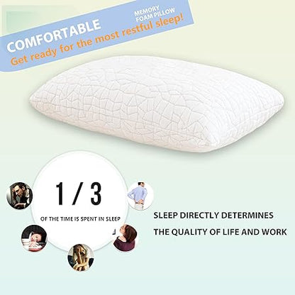 Shredded Memory Foam Pillow, Queen (1-Pack), Adjustable Bed Pillow for Side Back Stomach Sleepers,Comfy Cooling Pillow for Sleeping with Washable Cover...