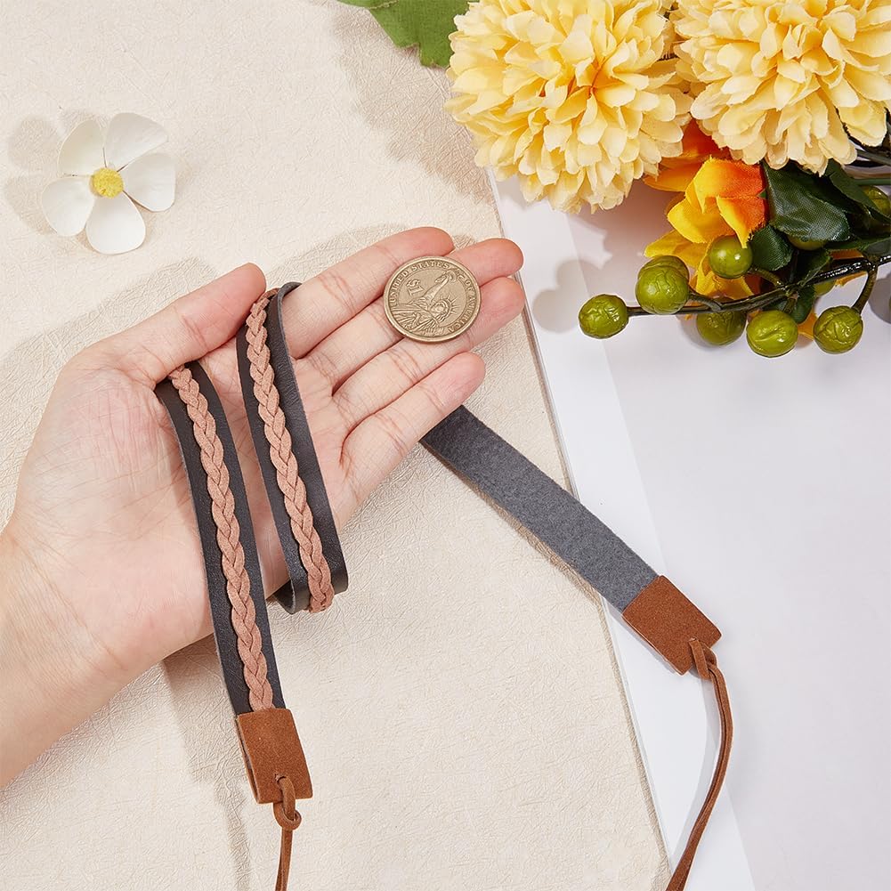 CRASPIRE Cowboy Hat Band Imitation Leather Braided Black Adjustable Western Hat Belt Replacement Hat Accessories for Fedora Cowboy Straw Western Straw Hat