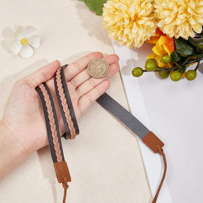 CRASPIRE Cowboy Hat Band Imitation Leather Braided Black Adjustable Western Hat Belt Replacement Hat Accessories for Fedora Cowboy Straw Western Straw Hat