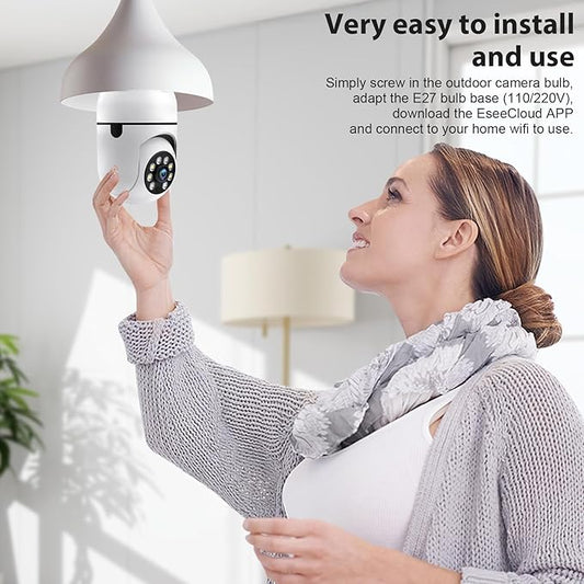 2K Light Bulb Security Camera Outdoor,5G&2.4G WiFi Security Cameras Wireless Indoor,lightbulb Camera for Home Security Outside Indoor,360°PTZ,Two-Way Talk,Color Night Vision,Human Motion Detection