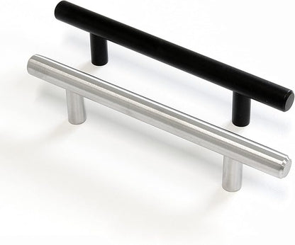 RCH Hardware HD-SS002-96 Solid Stainless Steel Modern Cabinet Drawer Handle Pull, 3 34 Inch, Matte Black (2 Pack)