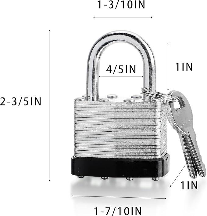4 Pack Keyed Alike Padlocks - 40mm High Security Heavy Duty With Keys for Gym, Warehouse - Outdoor Locks With Same Key