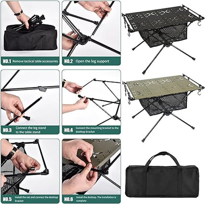 Small Folding Camping Table,Adjustable Aluminum Alloy Outdoor Camping Desk with Storage Bag,Portable Table for Travel Beach,Backyards,BBQ,Party  Picnic (Black)