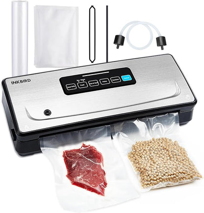 INKBIRD Vacuum Sealer Machine, Food Vacuum Sealers with Roll Storage, MoistDryPulseSealCanister 5-Food Modes with External Vacuum System, Food Vacuum Sealing Machine with Kits, 11.8'' Cutter