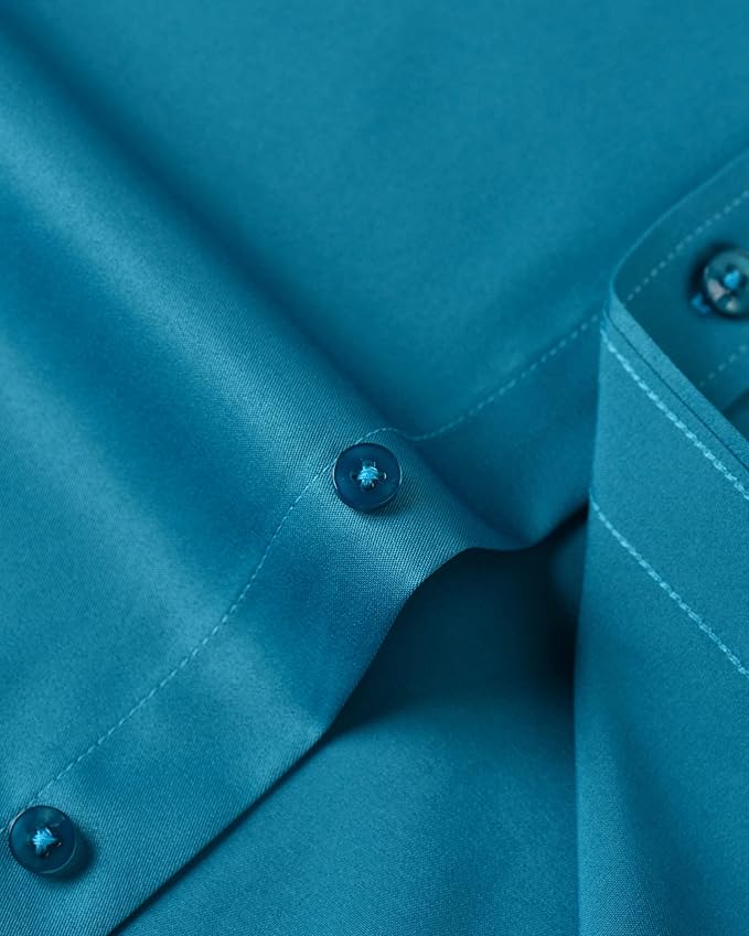 J.VER Men's Dress Shirts Solid Long Sleeve Stretch Wrinkle-Free Formal Shirt Business Casual Button Down Shirts