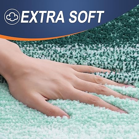 OLANLY Bathroom Rug Set 2 Piece, Soft Absorbent Microfiber Bath Mats and U-Shaped Contour Toilet Rug, Non-Slip, Machine Wash Dry, Plush Shaggy Bath Mats for Bathroom (24"x16"24"x20", Blackish Green)
