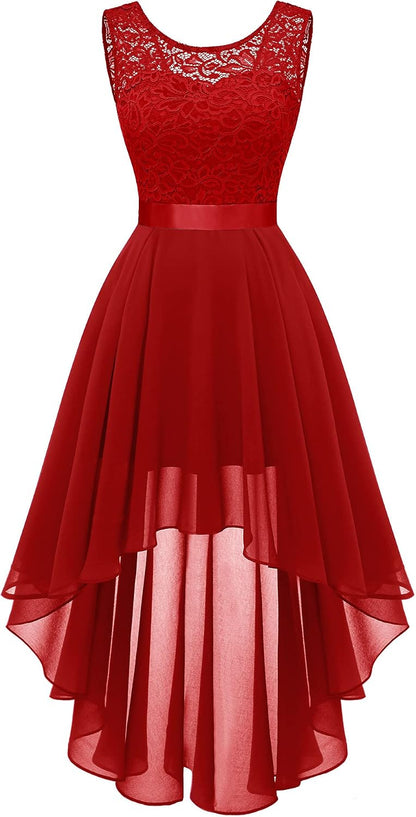 BeryLove Sequin Wedding Guest Formal Cocktail Dresses Prom Party Lace High Low Bridesmaid Elegant Dress
