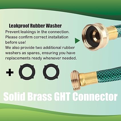 12" 3 FT Outdoor PVC Garden Hose for Lawns, Water Hose, Boat Hose, Flexible Durable and Leakproof, Solid Brass GHT Connector(Green, 3FT)