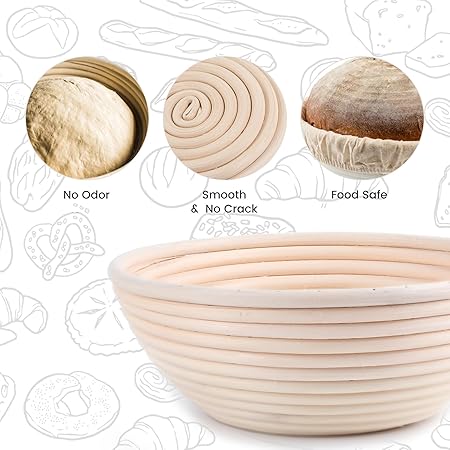 Bread Proofing Baskets 8.5 inch Round Dough Proofing Bowls wLiners Perfect for Home Sourdough Bakers Baking