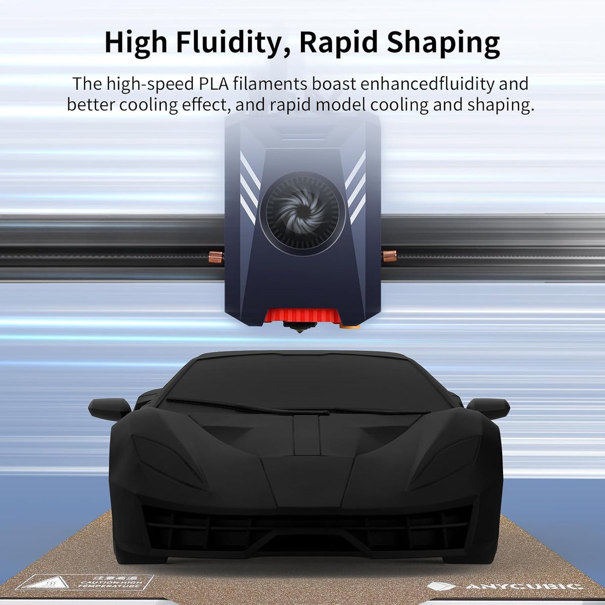 ANYCUBIC High Speed 3D Printer Filament 1.75mm, Print Up to 10X Faster, Rapid PLA Filament with High Prints Quality, Dimensional Accuracy +/- 0.02mm, 1KG Reusable Spool, Black