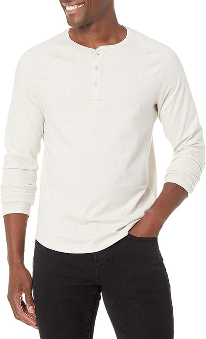Essentials Men's Slim-Fit Long-Sleeve Henley Shirt