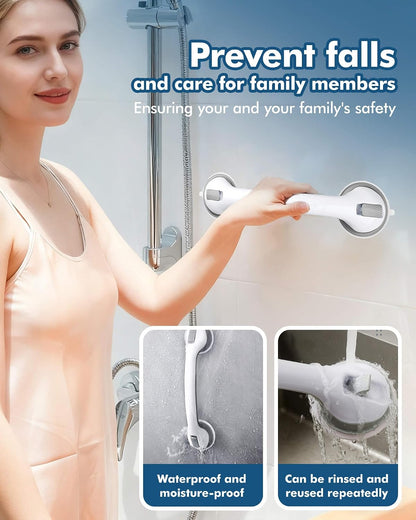 16 Inch Shower Grab Bars - 250LBS Heavy Duty Bath Safety Handles, Non-Slip No Drilling Removable Shower Grips for Bathtubs & Showers, Waterproof Bathroom Assist Handles for Seniors & Elderly