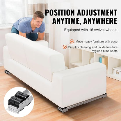 VEVOR Heavy Duty Furniture Appliances Rollers, Extendable Appliance Rollers Mobile Washing Machine Base, Fridge Stand Dolly Movers for Refrigerators, Dryers, Dishwashers, White