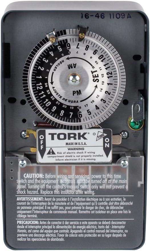 NSi Industries TORK 1109A 40 amp indoor multivolt appliance and mechanical lighting timer - 24-hour programming - Multiple on-off settings -