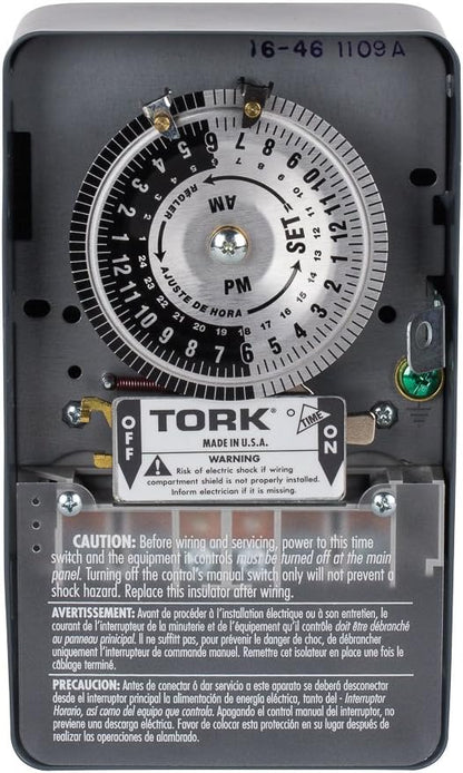 NSi Industries TORK 1109A Indoor 40-Amp Multi-Volt Mechanical Lighting and Appliance Timer - 24-Hour Programming - Multiple OnOff Settings - 120208-277-Volt - Grey 2.9 x 4.7 x 7.9 inches