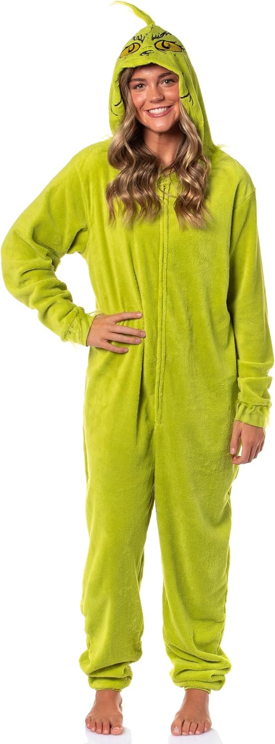 Large in Size Dr. Seuss GRINCH Who Stole Christmas Hooded Pajama Union Suit