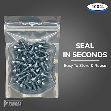 100 Pack of License Plate Screws - Number 14 x 3/4" Inch Slotted Hex Head  American Style - for Vehicles