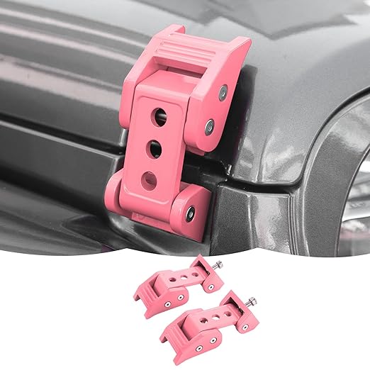 Hood Latches Hood Lock Catch Latches Kit Aluminum Alloy Stainless Steel for Jeep Wrangler JK JKU JL JLU  Gladiator JT 2007-2024,Pink
