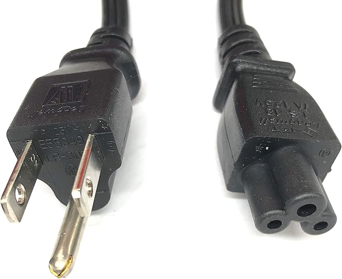 Original 3.3 foot AC power cord LS-18 LP-30B E55349, compatible with PN: 05V1C9, 0K260C, 0K2490, 02JVNJ, NEMA 5-15P to C5 3-slot Mickey Mouse type plug, for