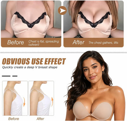 Adhesive Bra, Push up Strapless Self Adhesive Bra, Invisible Silicone Bra for Backless dress.