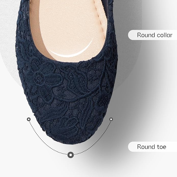 Shupua Dress Shoes for Women Round Toe Flats Shoes Lace Ballet Flats Dressy Comfortable Foldable Flats Low Heel