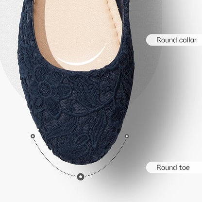 Shupua Dress Shoes for Women Round Toe Flats Shoes Lace Ballet Flats Dressy Comfortable Foldable Flats Low Heel