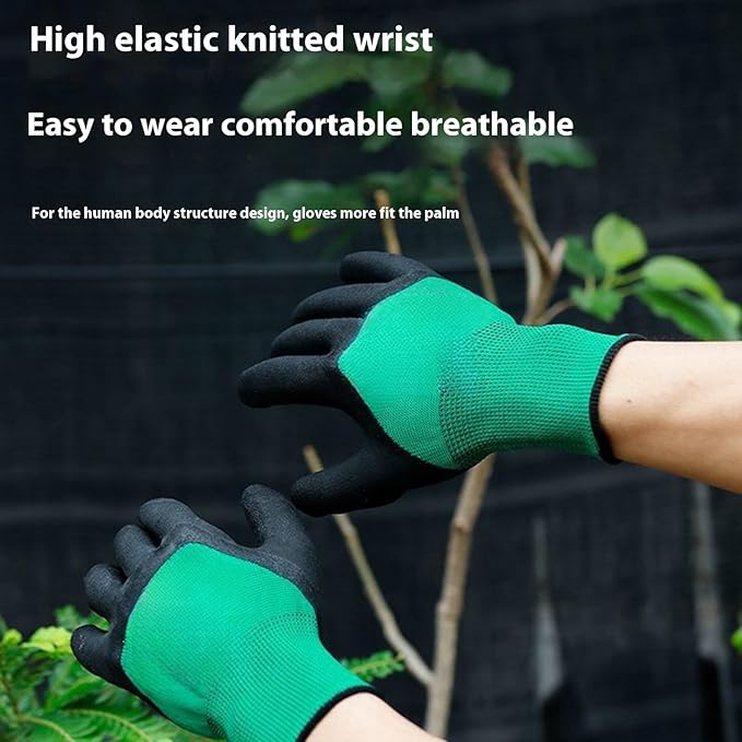Gardening Gloves for Women Men,1 Pair Gardening Gloves Knitted Latex Breathable Waterproof for Lawn and Garden Clearance Items