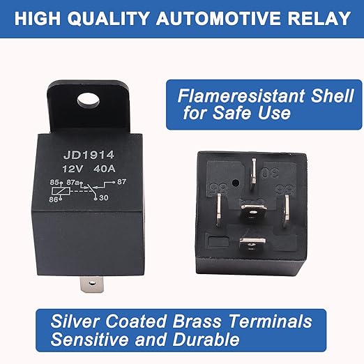2-Pack 30/40Amp Automotive Relay with Socket Heavy Duty for Truck Car Van Motorcycle Boat Relay 5 Pin 12V DC
