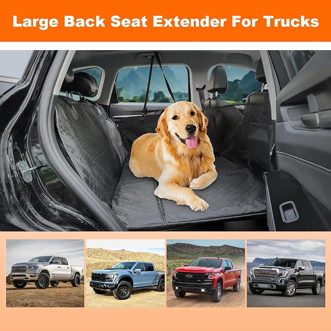 Vailge Dog Car Seat Cover for Trucks,Large Back Seat Extender for Dogs,Waterproof Dog Car Hammock,Non Inflatable dog seat cover,Hard Bottom Dog Seat Cover for Trucks F150, RAM1500,Silverado,GMC Sierra