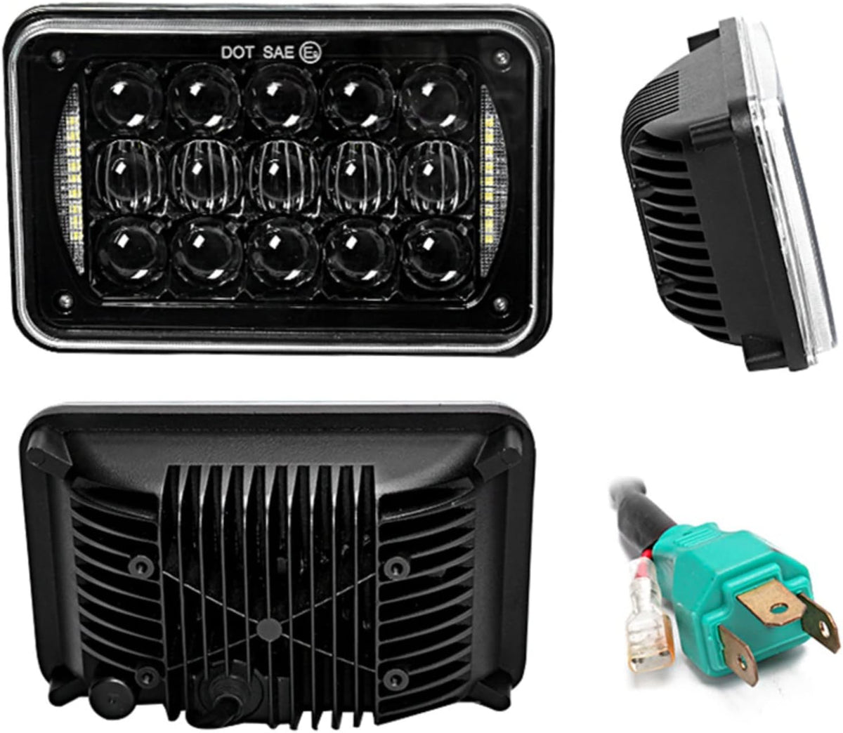 POCHY Motorcycle Headlight For XR250 XR400 XR650 Suzuki DRZ Accessories Rectangular Light DOT Black Motorcycle DRL Lamp 4X6 LED Headlight