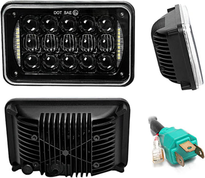 POCHY Motorcycle Headlight For XR250 XR400 XR650 Suzuki DRZ Accessories Rectangular Light DOT Black Motorcycle DRL Lamp 4X6 LED Headlight