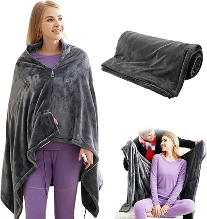 Snugmate - Heated Blanket Sweater, USB Heated Blanket, Cordless Electric Blanket, 9 Heating Zones, Machine Washable Super Cozy Soft Wearable Blanket with 3 Heating Levels (1pcs)