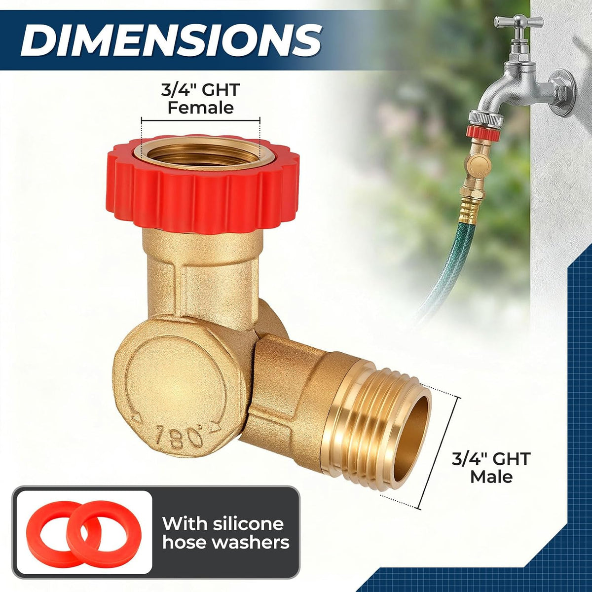 Pivot Pocket High-Flow Adjustable 180° & 360° Swivel Connector, Lead-Free Brass Hose Adapter, Anti-Kink Design, Swivel Connector ONLY, No Silicon Washers