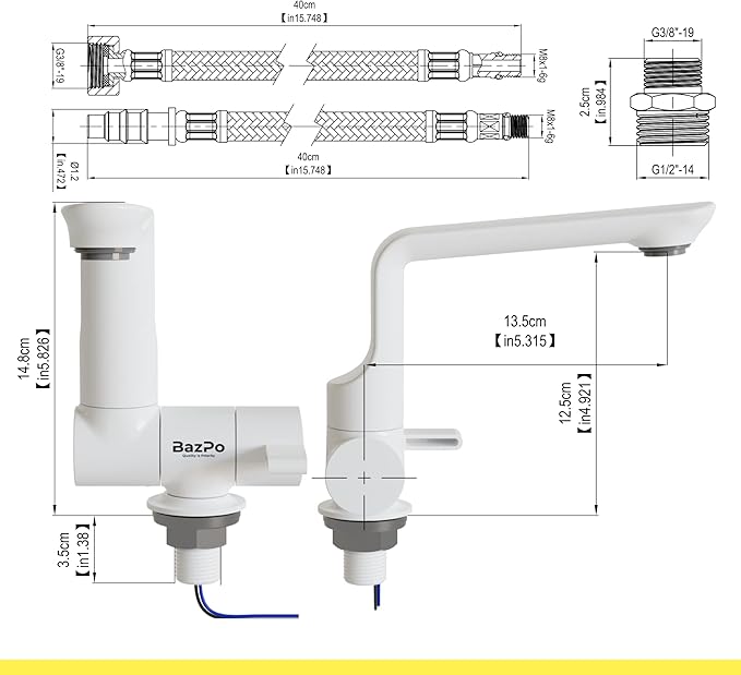 12V Water Tap with Microswitch  RV Kitchen Faucet Solid Brass (5 BAR)  12 Volt Electric Tap with Switch  Boat, Camping Sink Faucet Rotatable  RV Accessory (White)