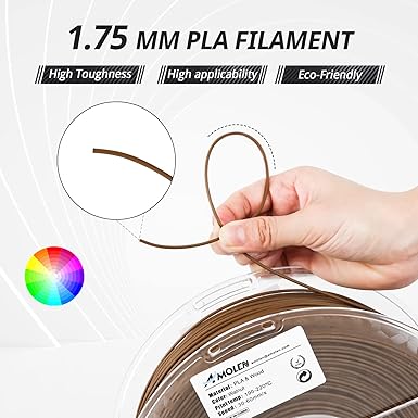 AMOLEN Dark Walnut Wood 3D Printter Filament 1.75mm -0.02mm PLA 3D Printing Filament Wood pla Filament with Real Wood Fiber Wood Texture Filament,1KG