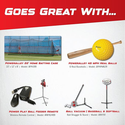 Heater Sports Base Hit Lite Adjustable Baseball Pitching Machine  45 MPH Pitching Speed, Includes Automatic Ball Feeder, Extremely Accurate  Perfect for Hitting and Fielding Training for All Ages