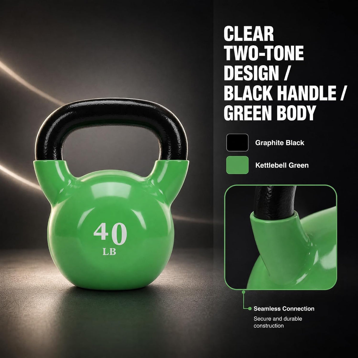 All-Purpose Color Vinyl Coated Kettlebell, 40 Pounds