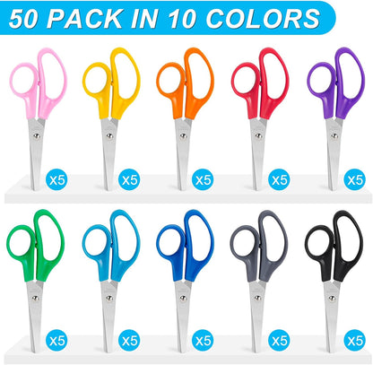 47 Pack Kids Scissors, 5 Inch Bulk Scissors for School, Blunt Tip for Child Student Teacher, Kids Safety for Preschool Classroom Office Home, School Supplies Craft Cutting Paper